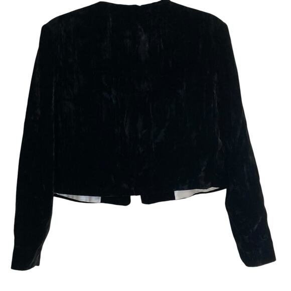 Lillie Rubin Black Velvet Cropped Shrug Holiday New Years Jacket Size Medium - Picture 2 of 15